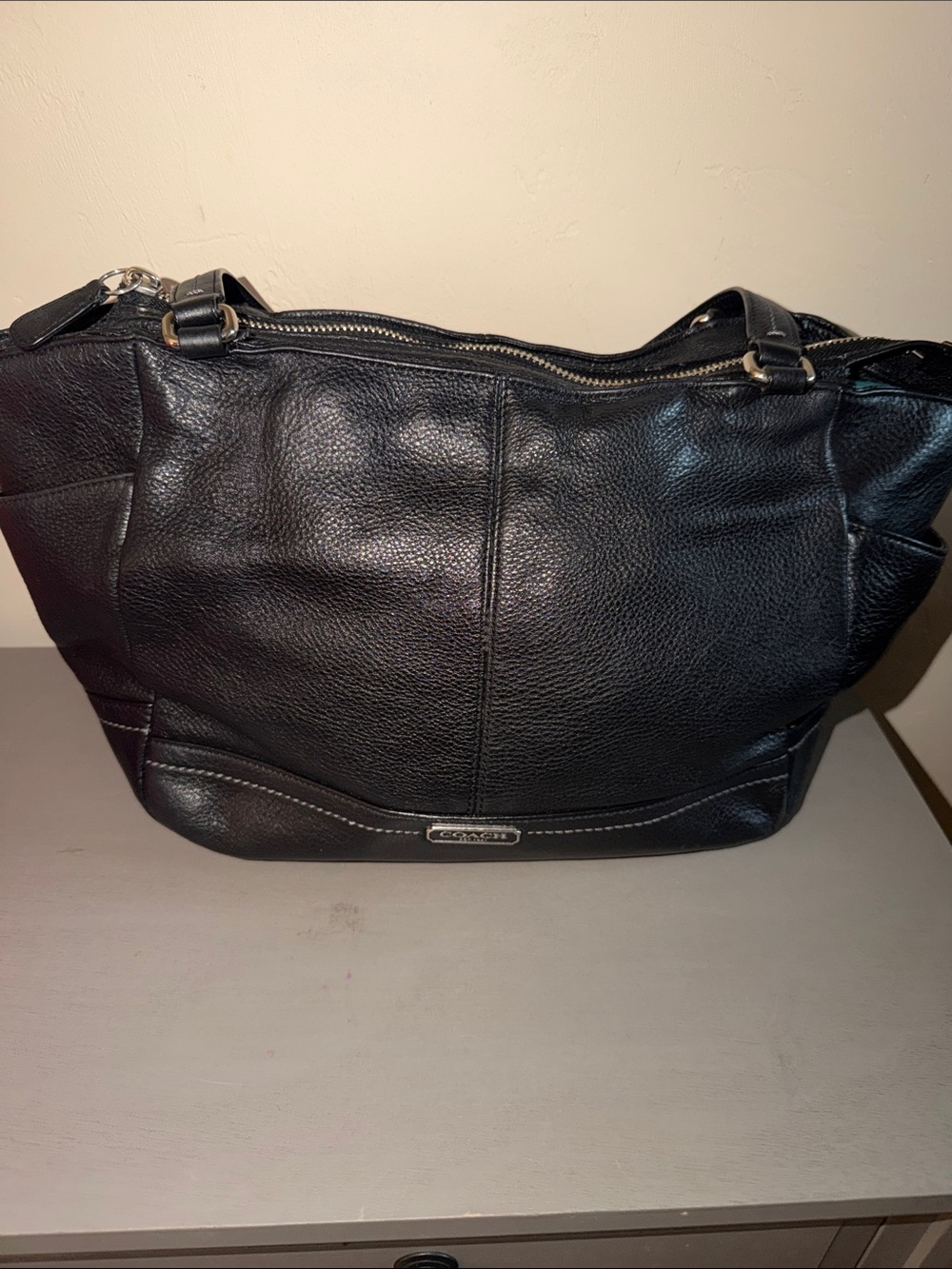 Coach Black Pebbled Leather Tote
